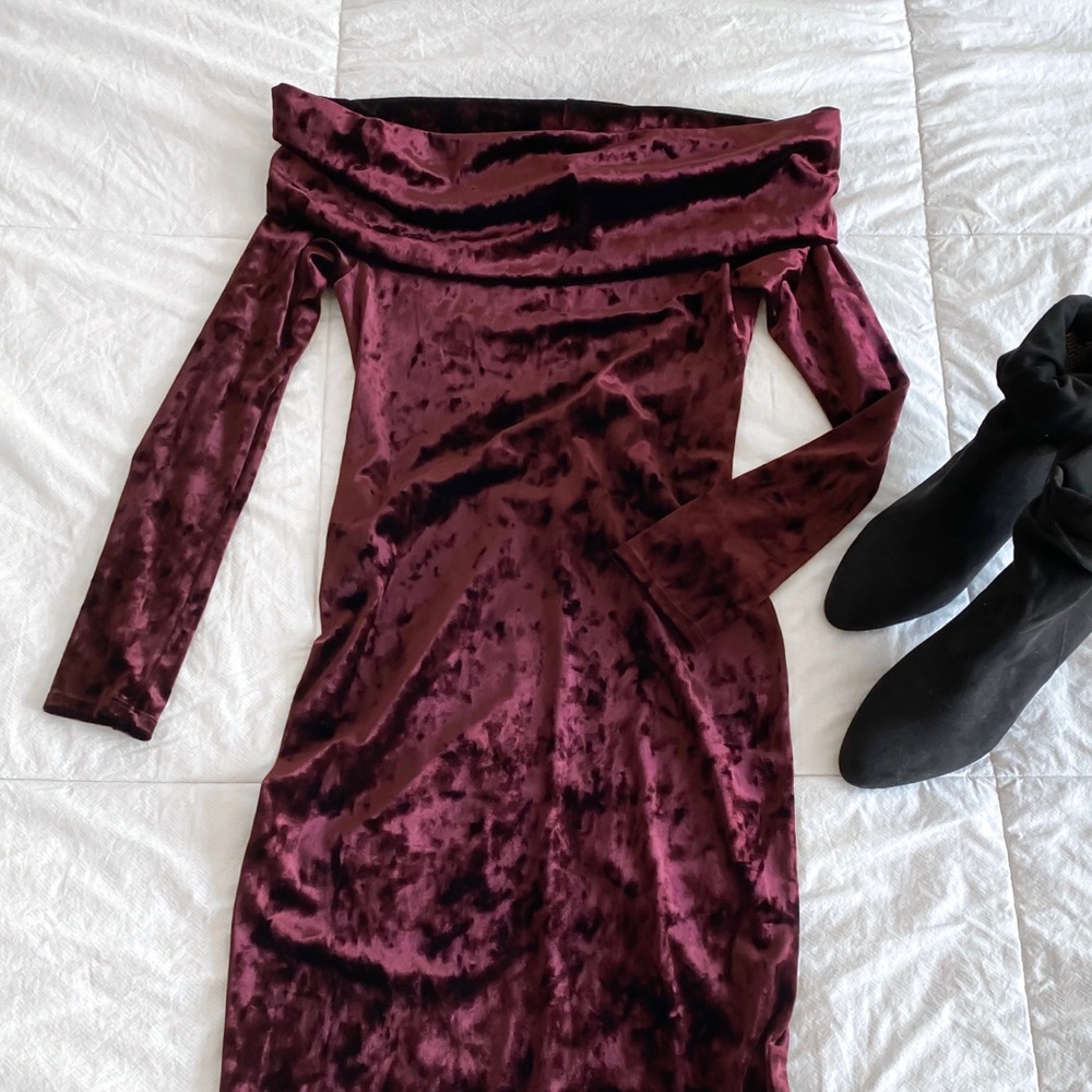 SOLD - BCBG Crushed Velvet Dress